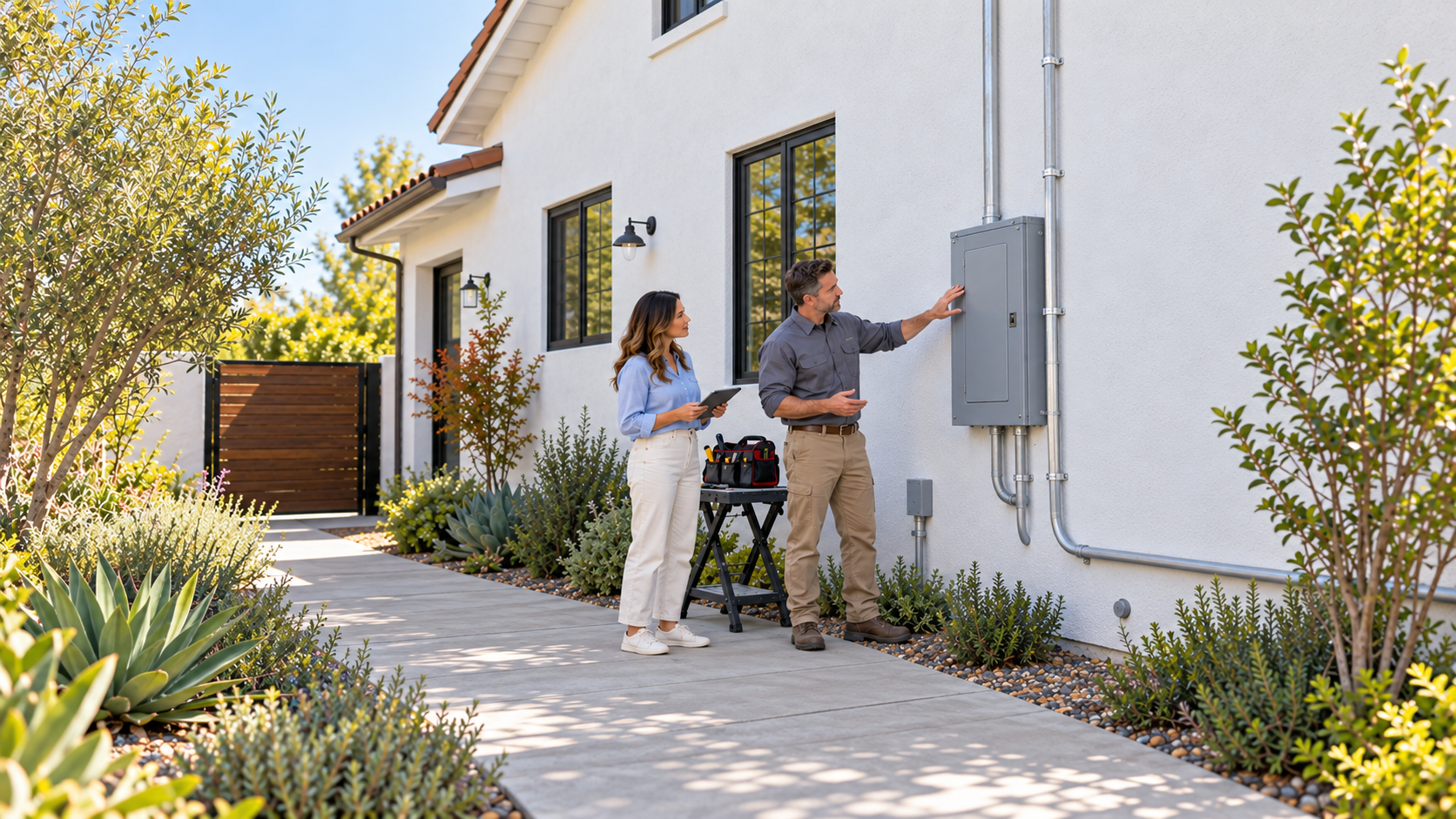 AmCro Electric, People beside a garden control panel