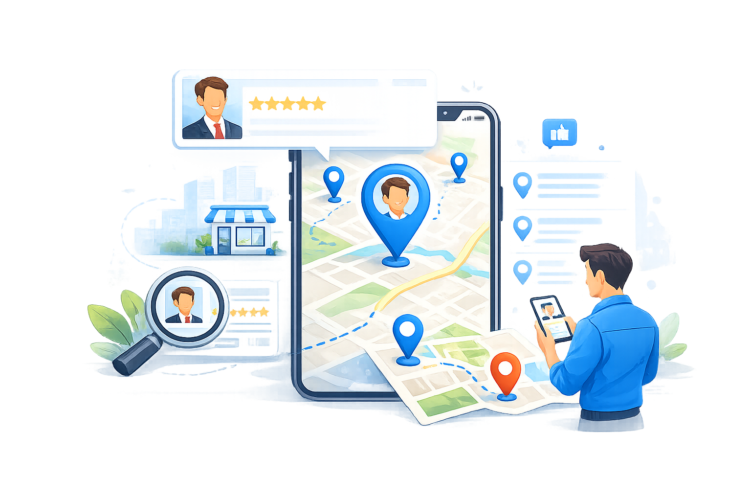 Business listing displayed on a local map