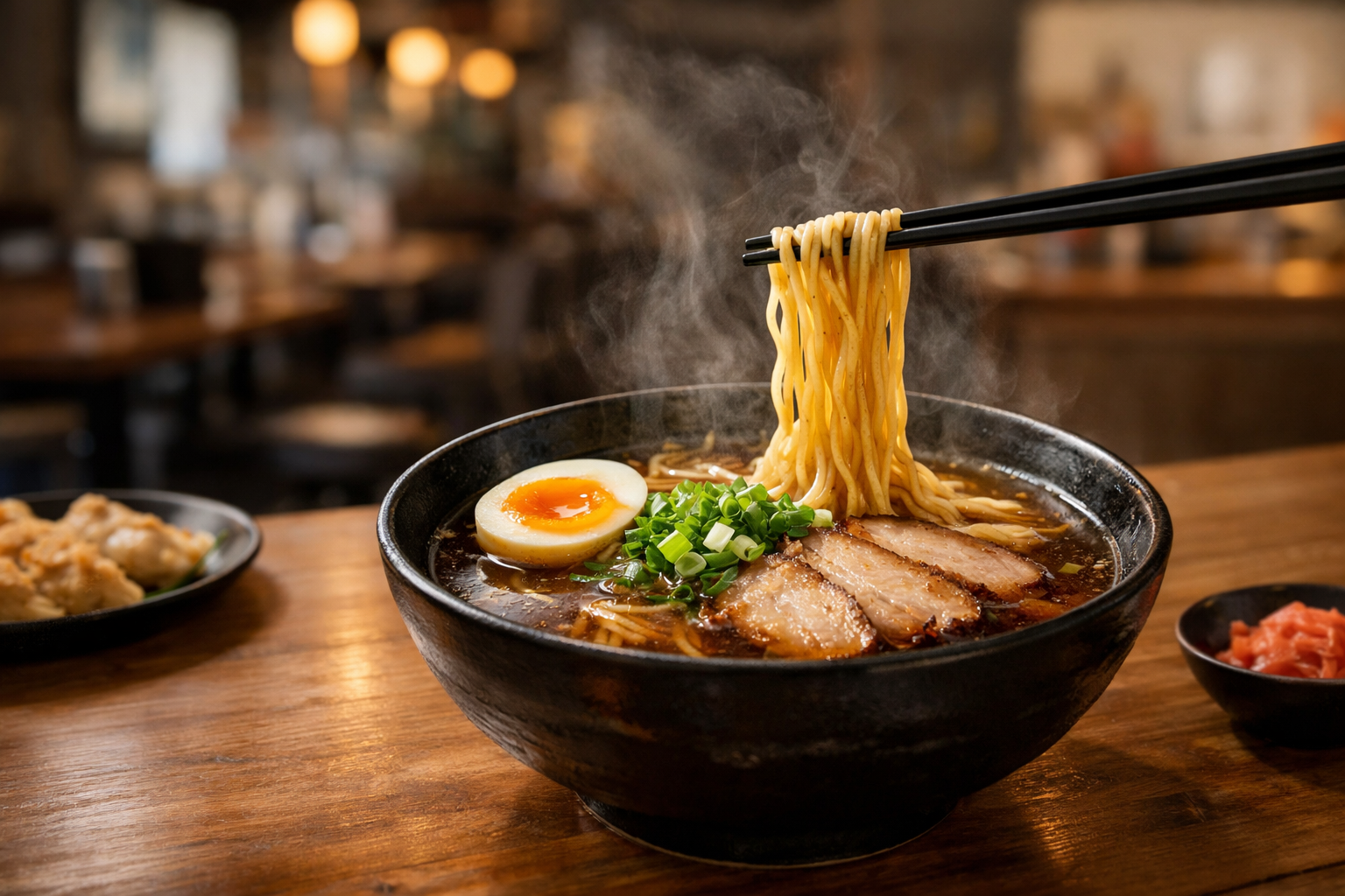 Baikohken Ramen - Steaming shoyu ramen in warm setting