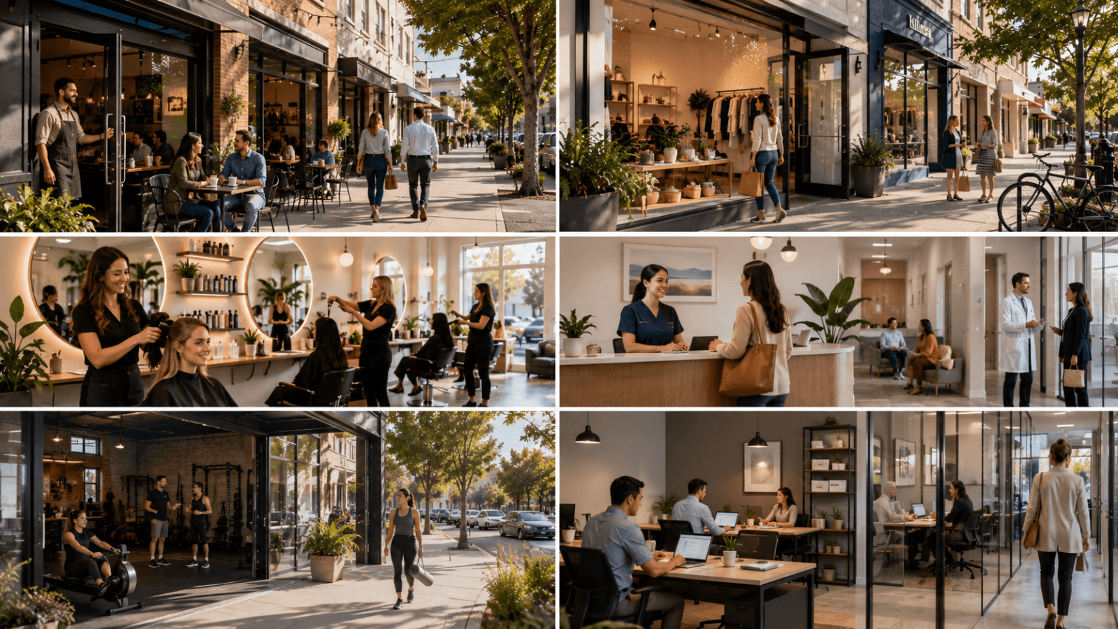 Build a Stronger Local Business Presence Modern small-town lifestyle scenes collage