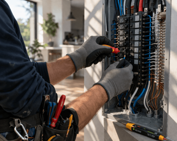 CLD Electric - Electrician working on breaker panel