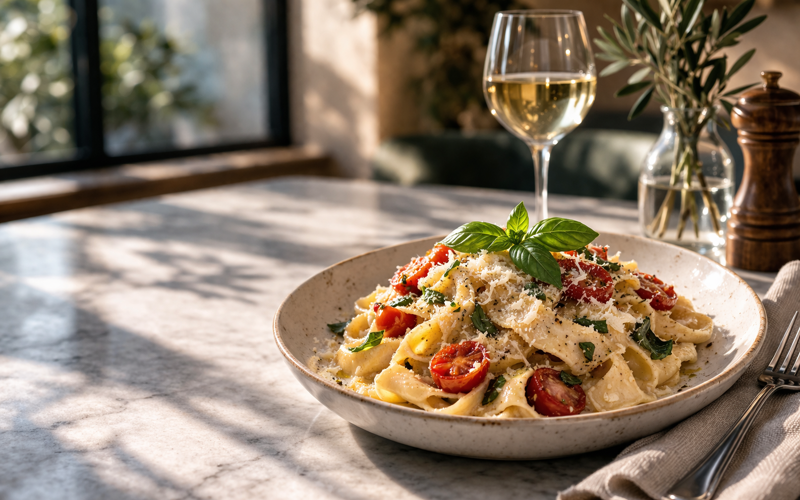 Cesarina - Elegant pasta and wine setting