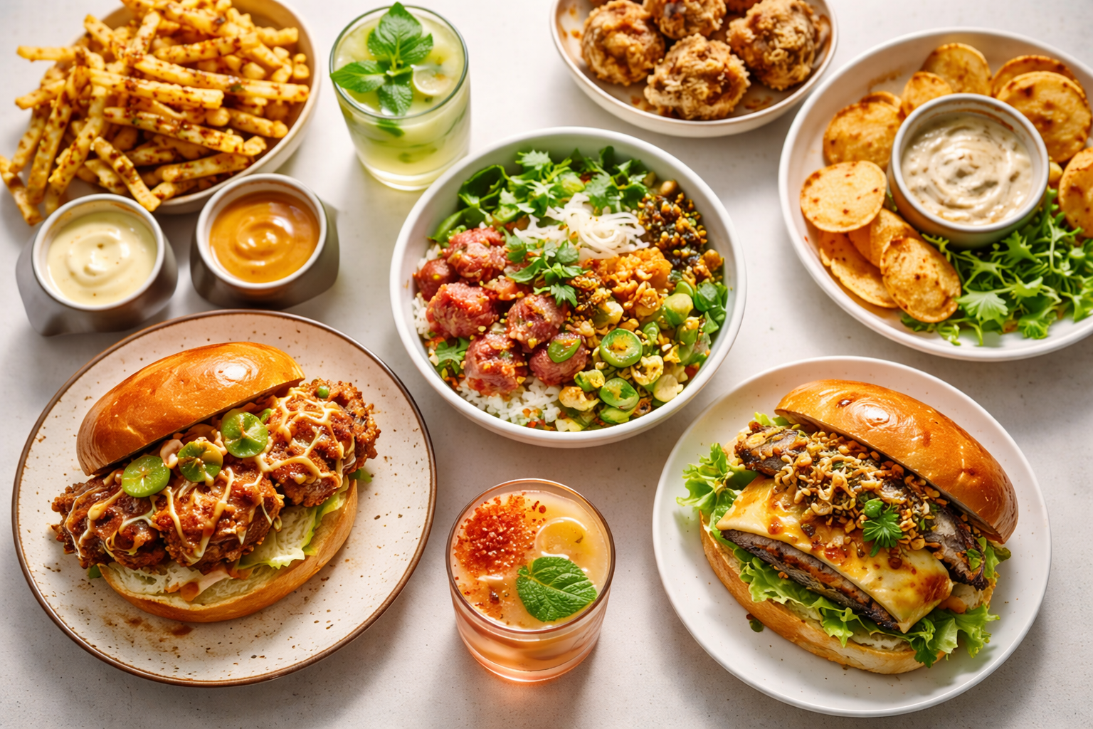 Chick and Hawk - Gourmet eats on a vibrant table