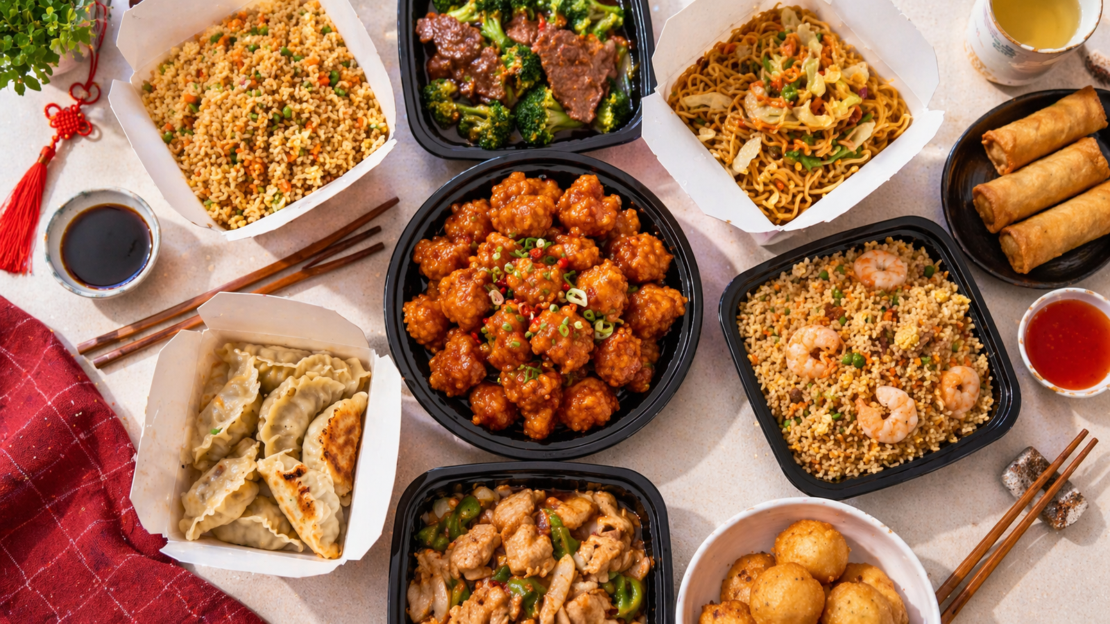 China Kitchen - Chinese takeout feast spread