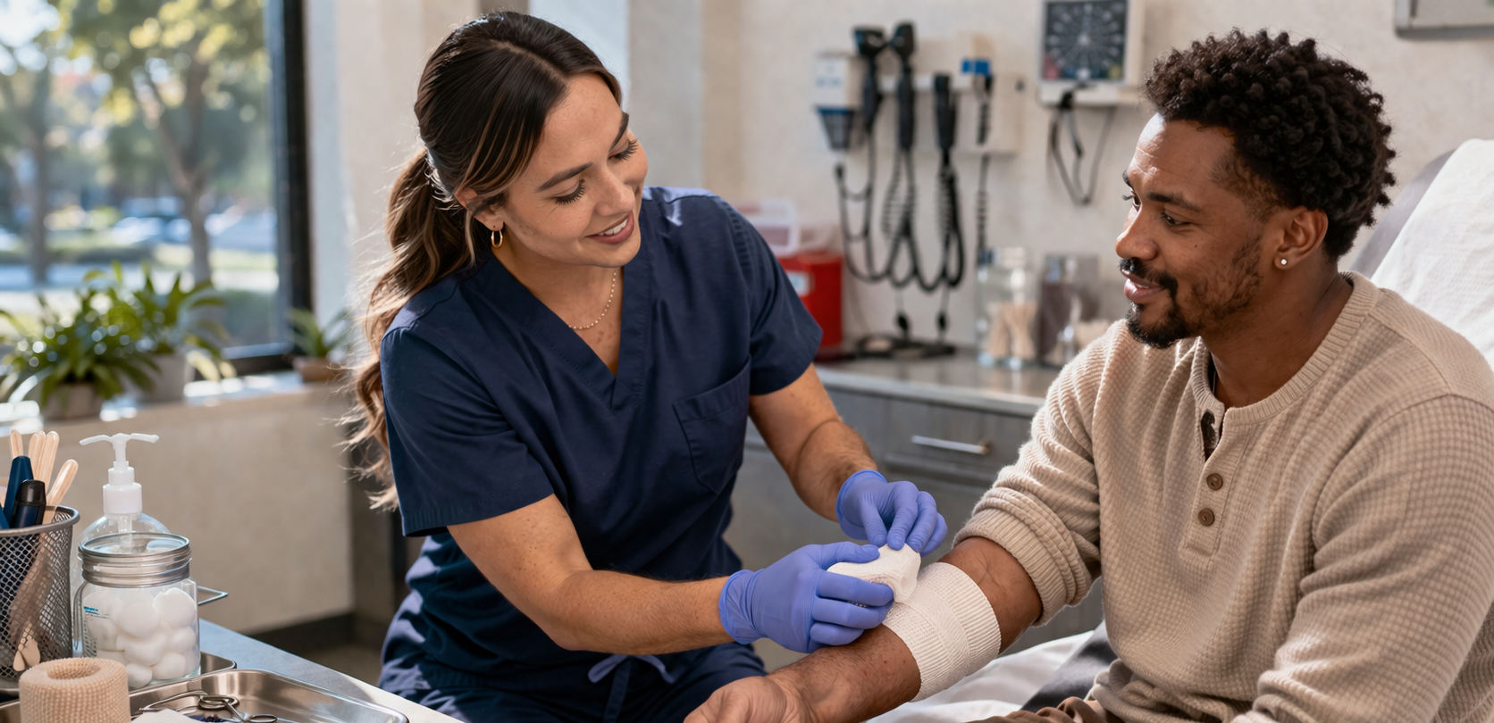Concentra Urgent Care Mission Valley - Healthcare provider bandaging patient in clinic