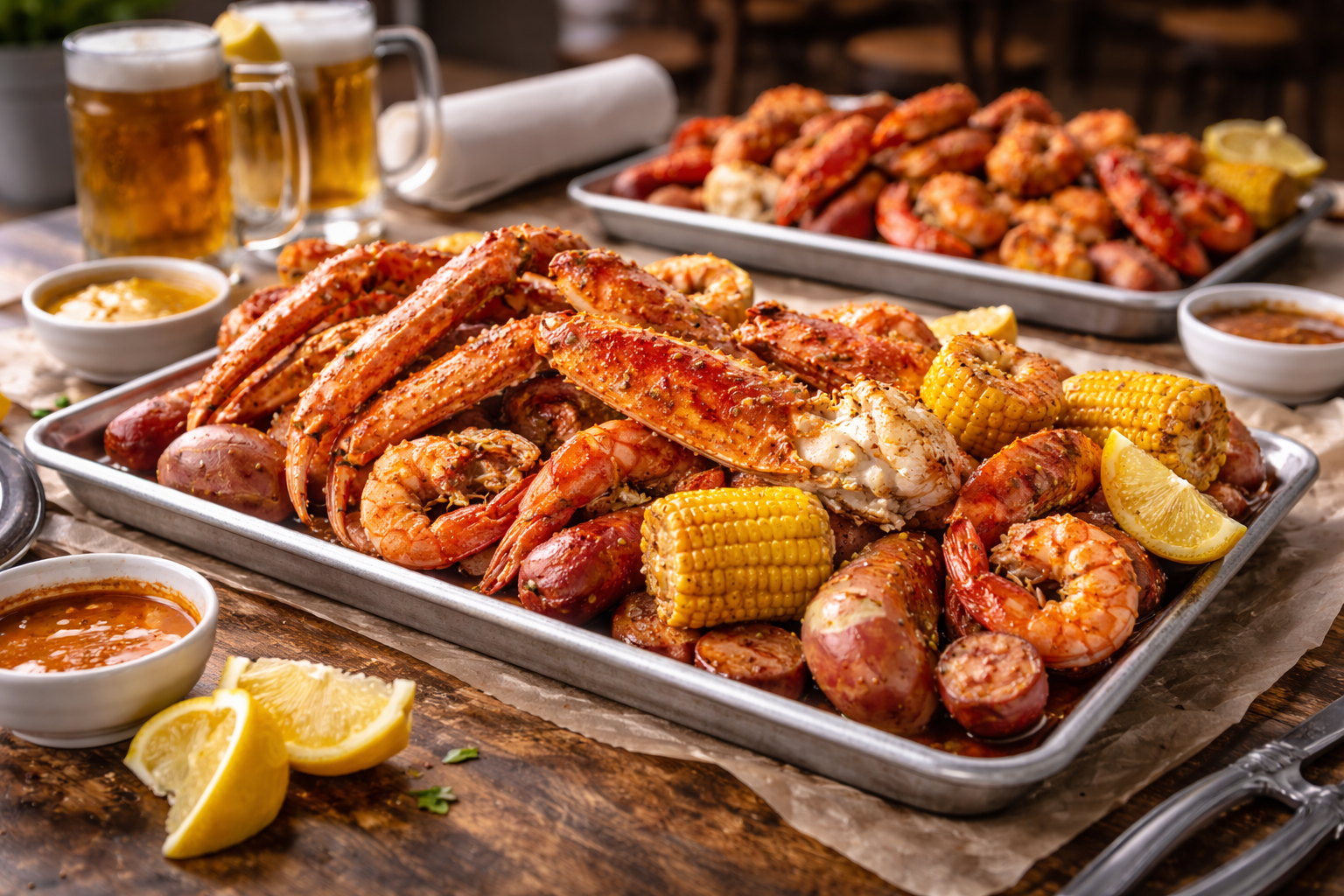 Crab Pub - Cajun seafood boil feast spread