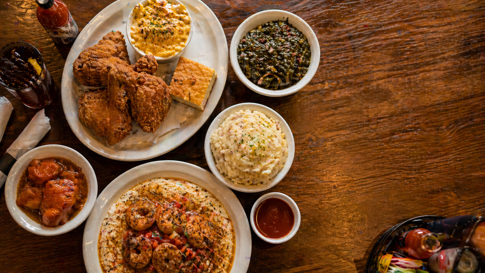 Cultured Soul Kitchen - Rustic soul food spread on wood