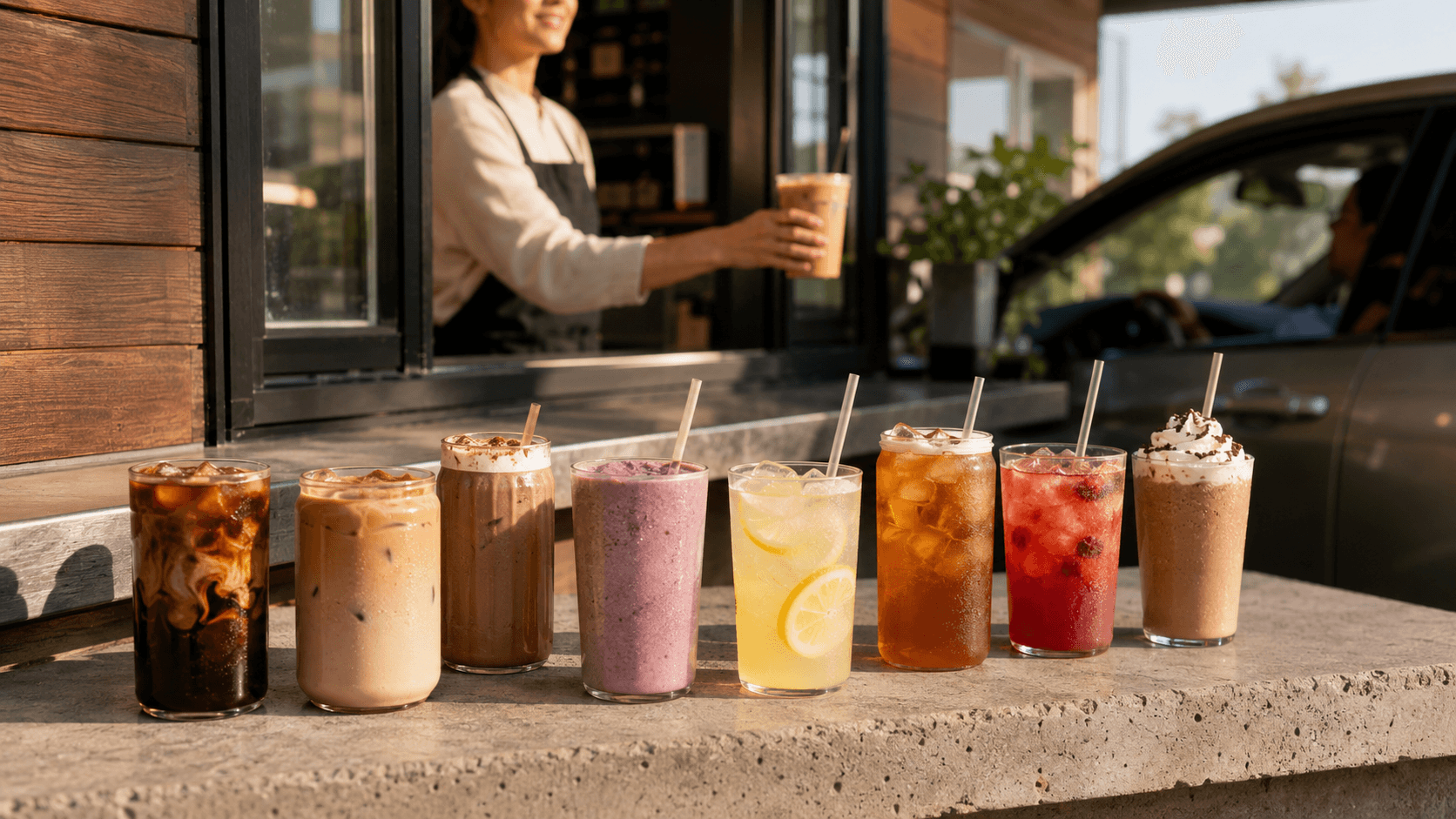 Dutch Bros Coffee Sunlit drive-thru coffee in National City