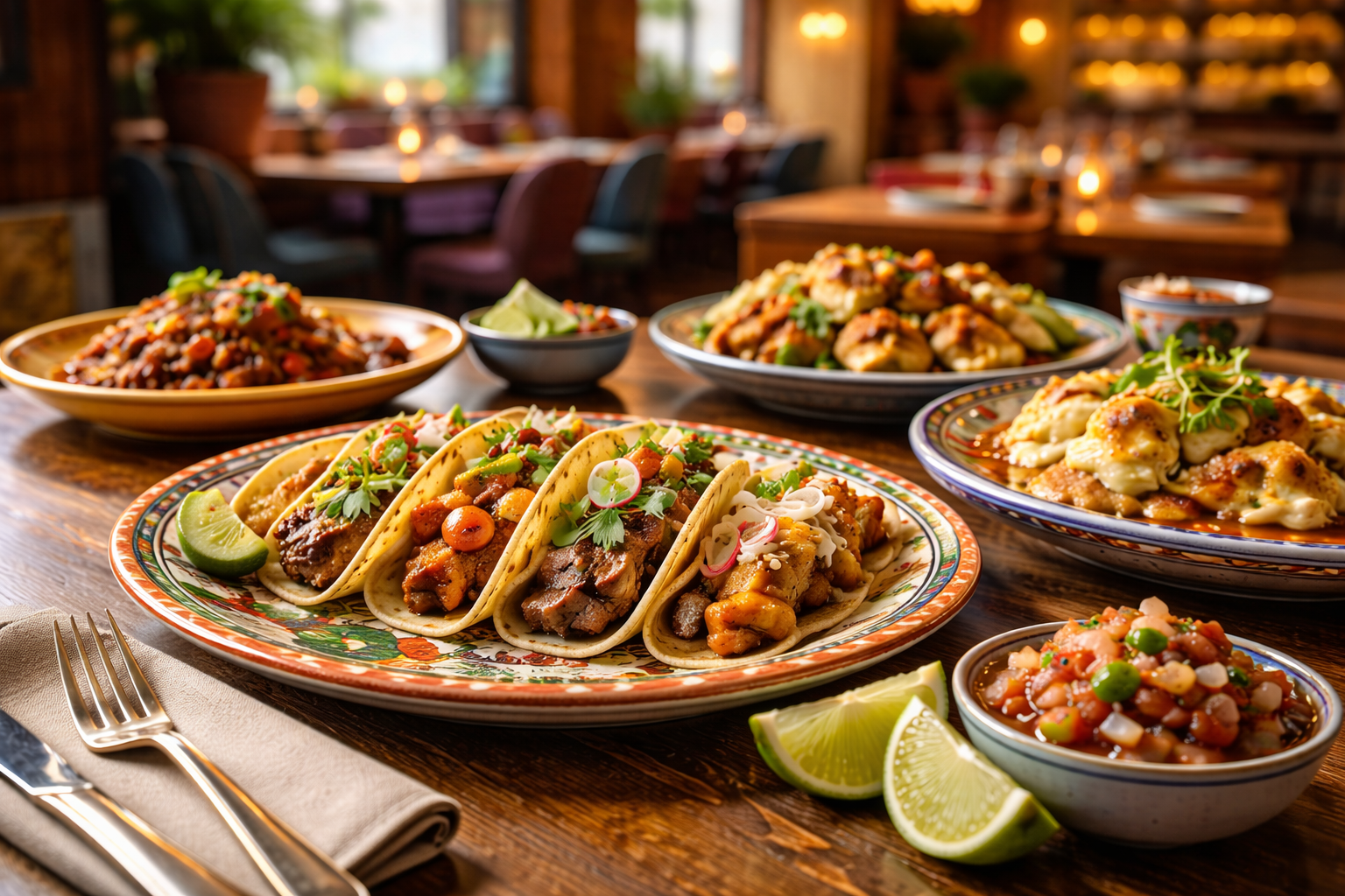 Fonda Del Barrio - Vibrant taco feast with fresh toppings