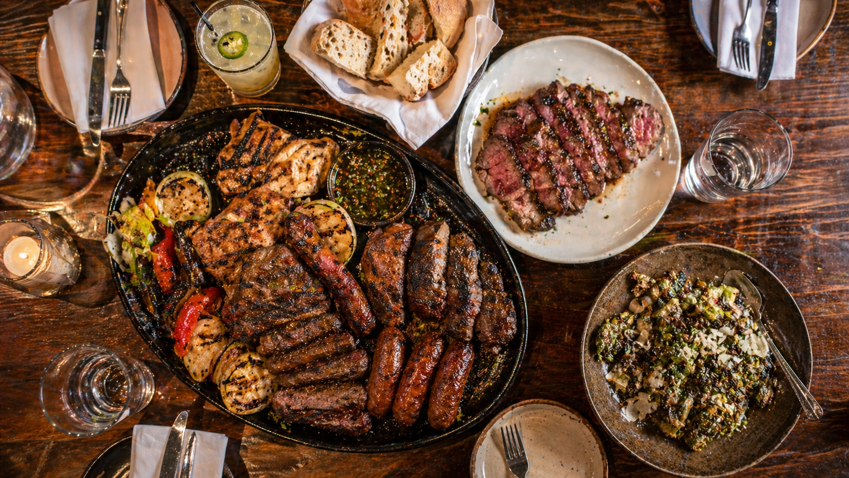 Gaucho Grill Temecula - Grilled feast on rustic table