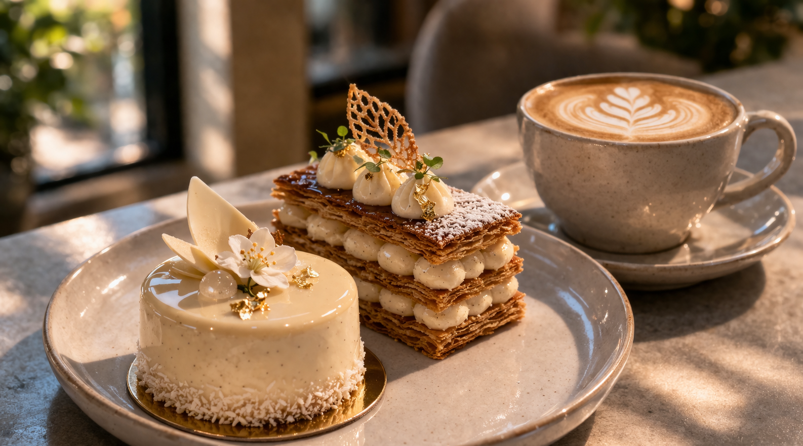 HINAR Dessert Bar & Café - Elegant desserts and latte in cafe