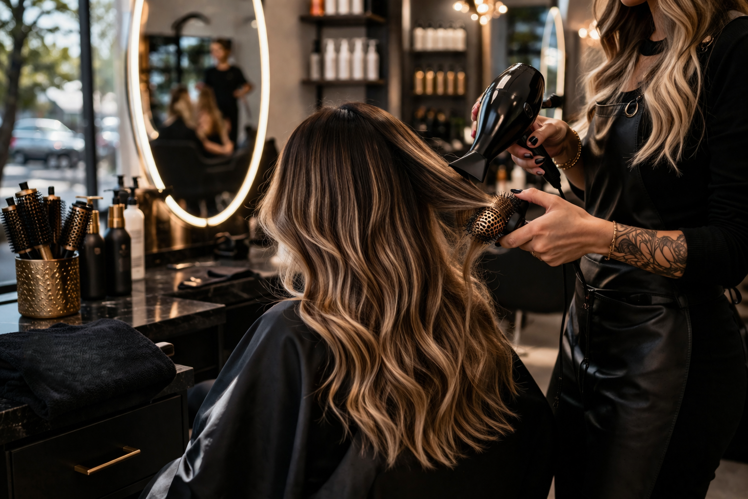 Hair Drezzers On Fire - Modern salon styling with warm ambiance