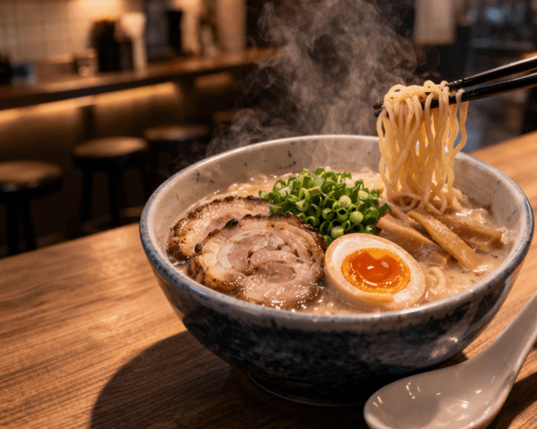 Hokkaido Ramen Santouka - Steaming bowl of Hokkaido ramen