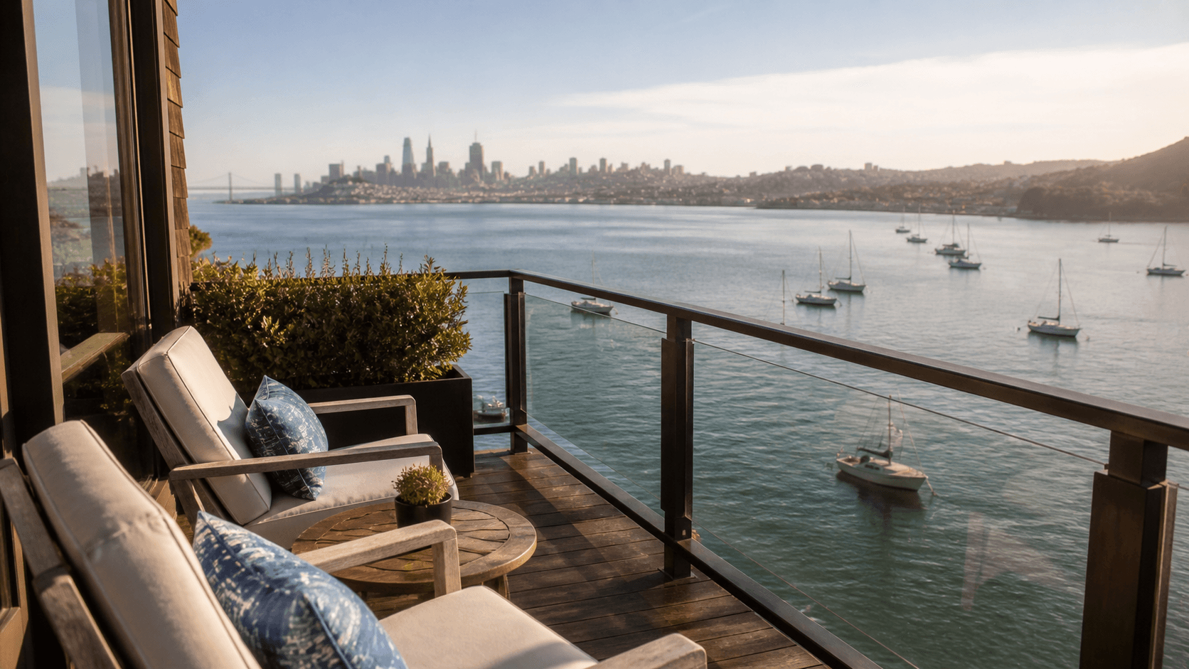 Inn Above Tide Sausalito - Serene waterfront balcony view