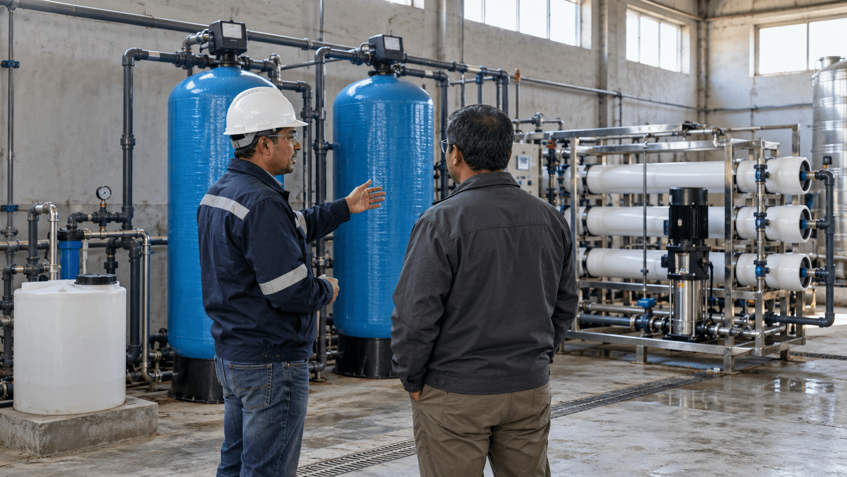 Ion Exchange Nepal, Engineer Demonstrates Water Treatment System