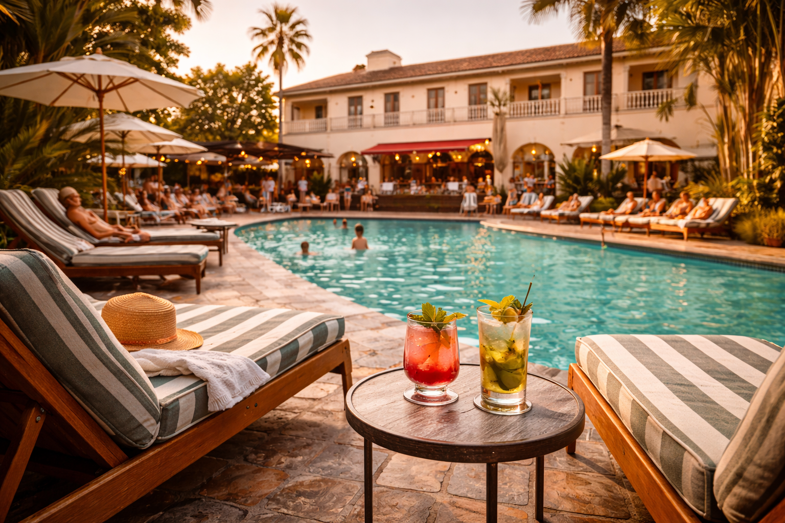 Lafayette Hotel - Poolside relaxation at sunset
