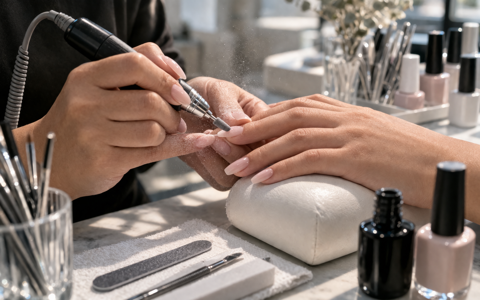 Le Nails Salon - Nail shaping in a salon setting