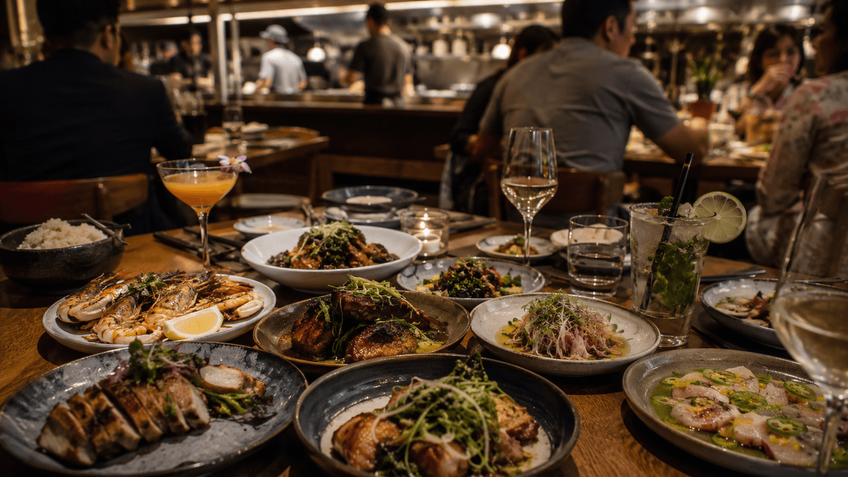 Liholiho Yacht Club - Cozy restaurant feast with vibrant dishes