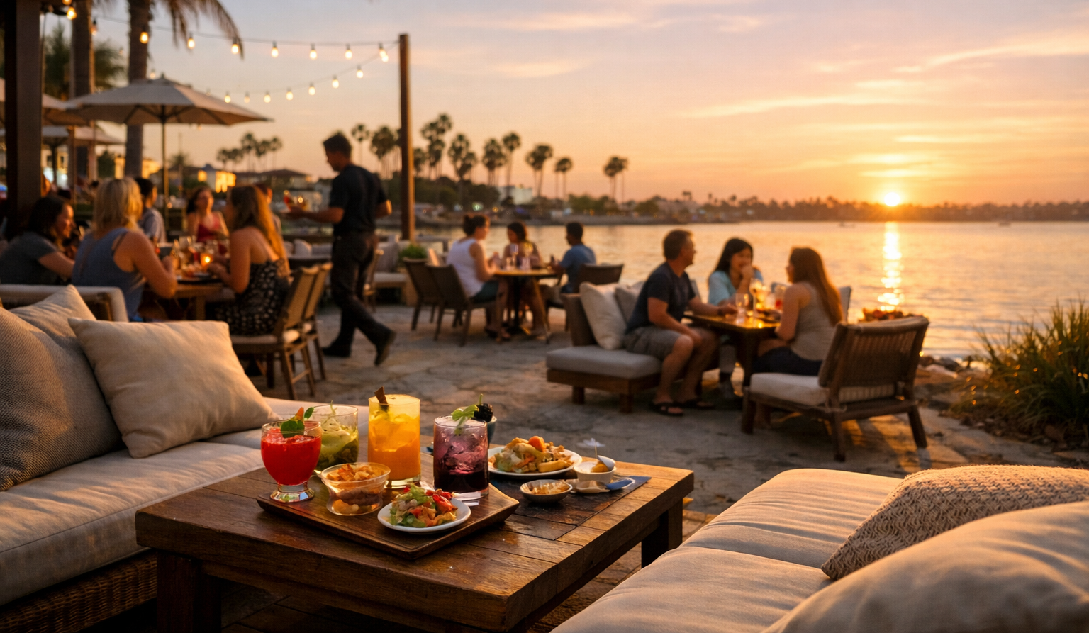 Mission Bay Beach Club - Golden hour at Mission Bay eatery