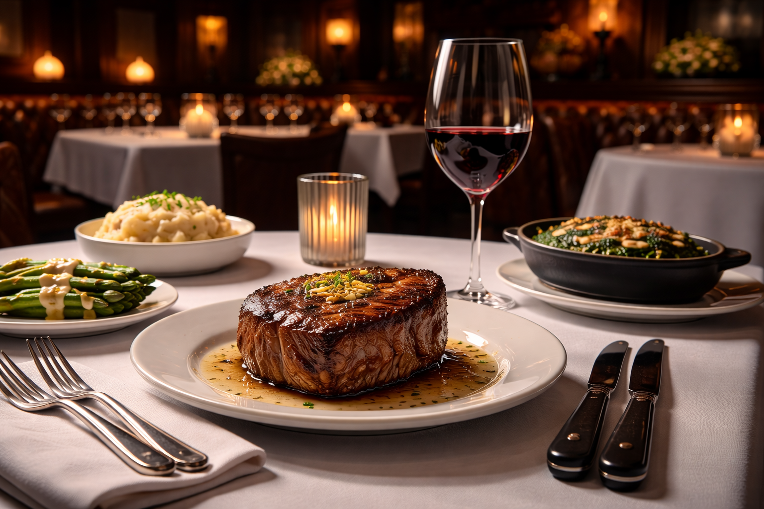 Morton's The Steakhouse - Elegant steakhouse dinner setting