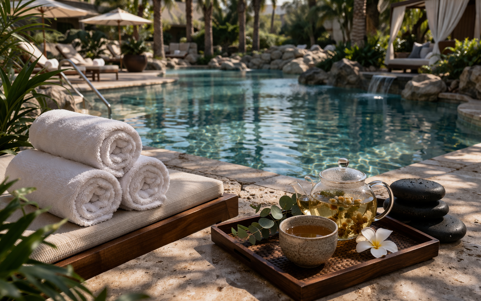 Pala Casino Spa Resort - Tranquil poolside retreat with spa essentials