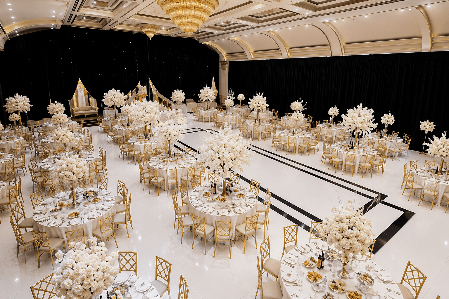 Palladio Banquet Hall Elegant wedding banquet in grand ballroom