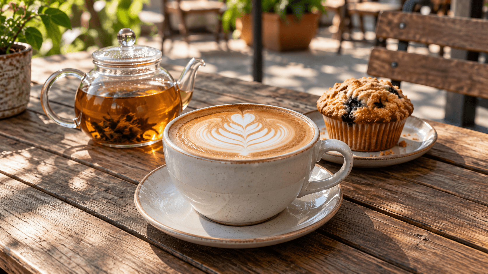 Pannikin Coffee & Tea, Morning Latte with Oolong and Muffin