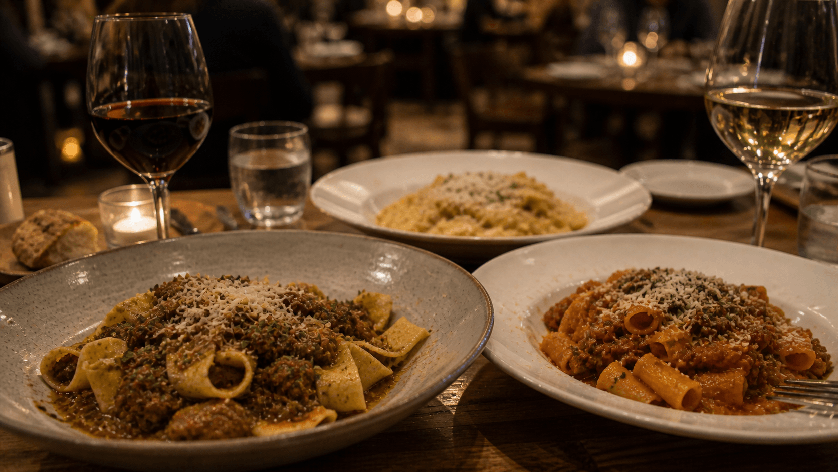 Poggio Trattoria Sausalito - Cozy pasta dinner with wine and candlelight