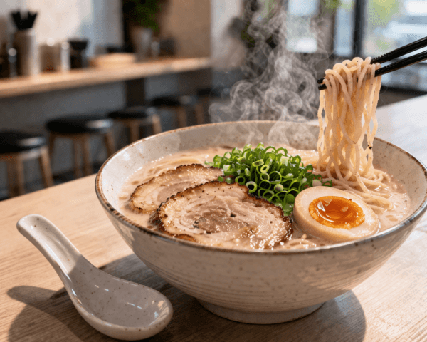 Ramen Mik - Steaming bowl of ramen in a cozy shop