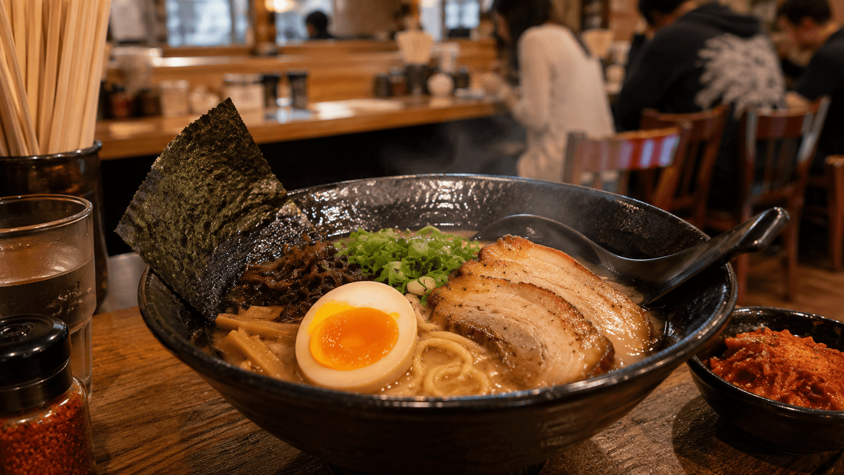 Ramen Shop Cozy ramen bowl on wooden counter