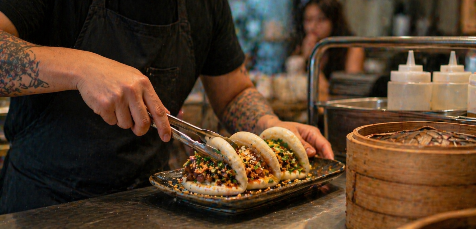 Secret Bao - Plating bao in a busy kitchen