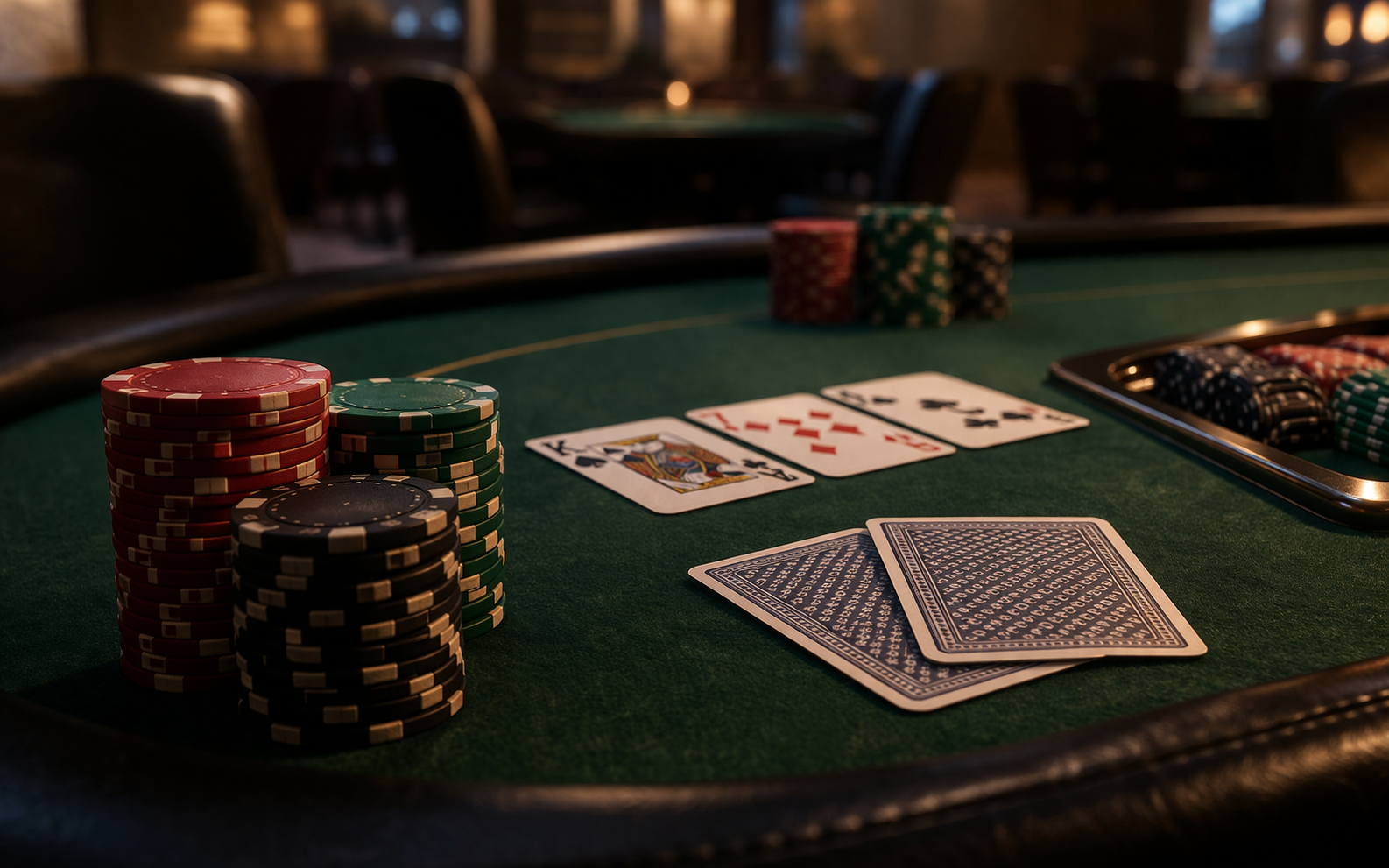 Seven Mile Casino - Poker table in warm ambiance