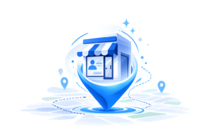 Business location pin with storefront icon