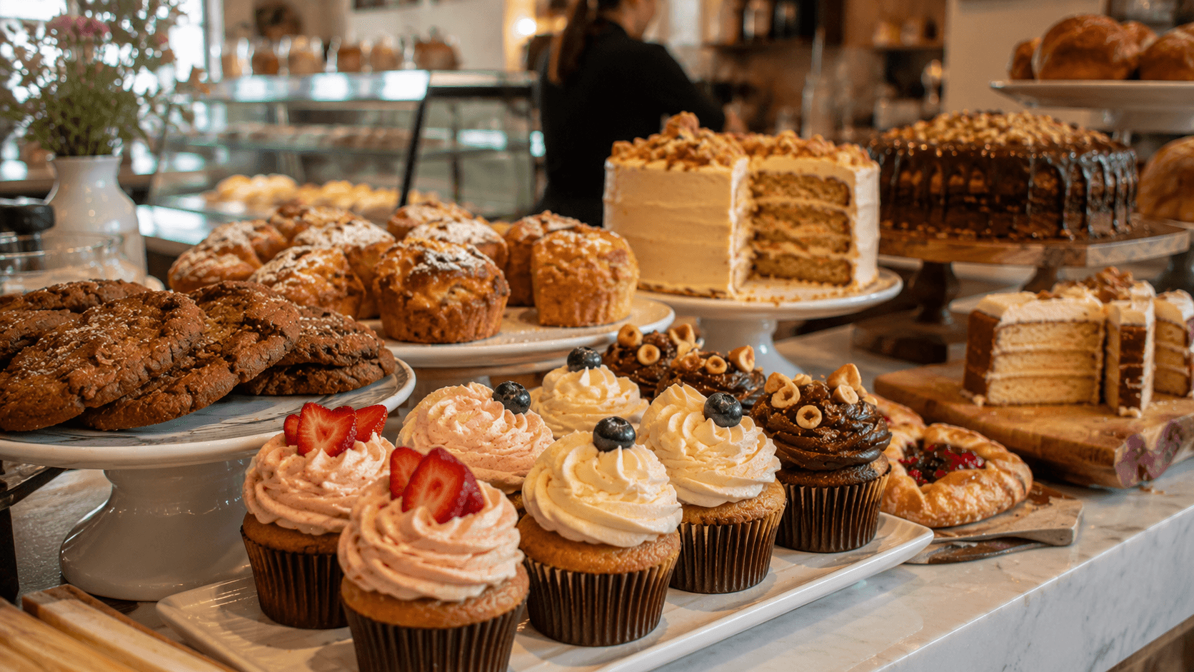 Sweet Adeline Bakeshop Cozy bakery display with pastries