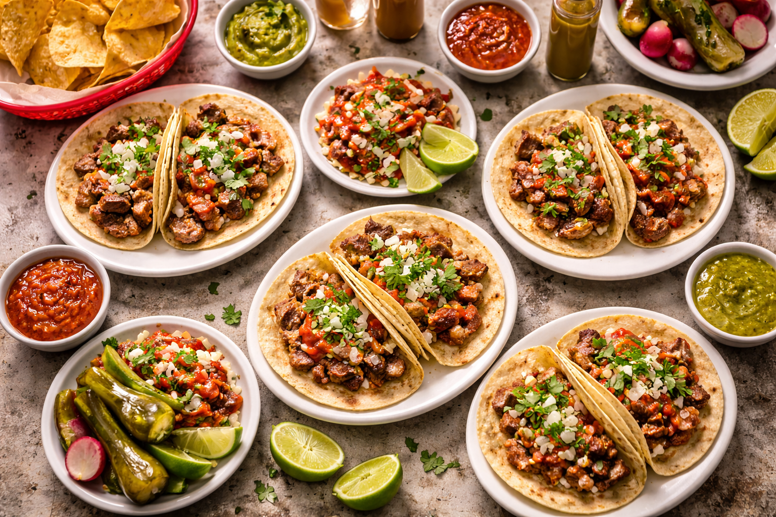 Tacos El Chino - Mexican street tacos feast displayed
