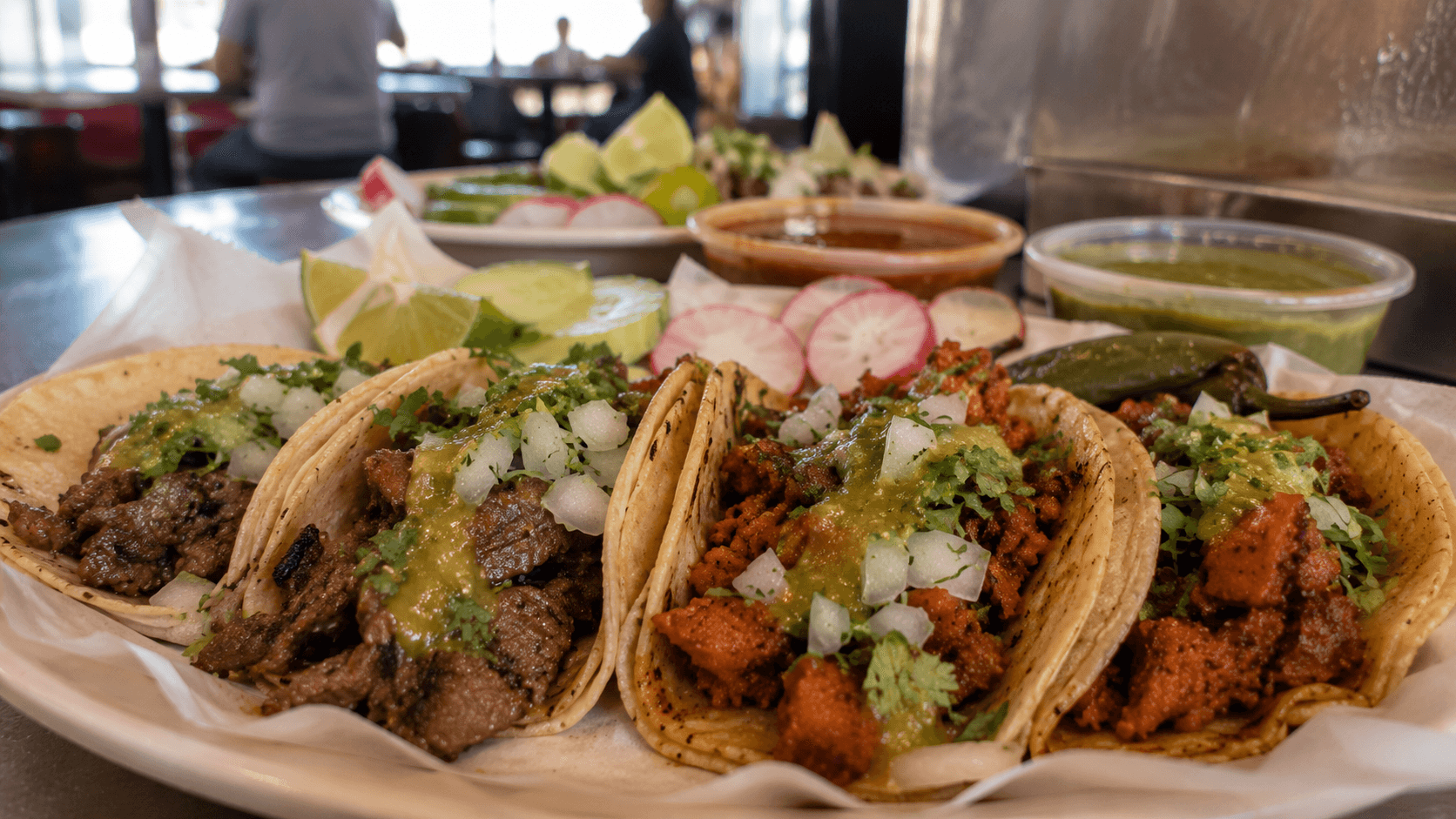 Delicious tacos at a taqueria