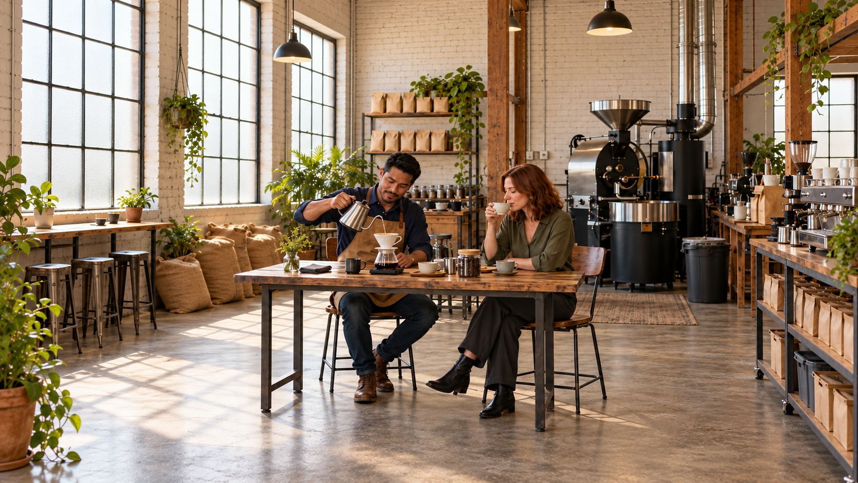 Talitha Coffee, Pour-over coffee tasting in a roastery, wholesale