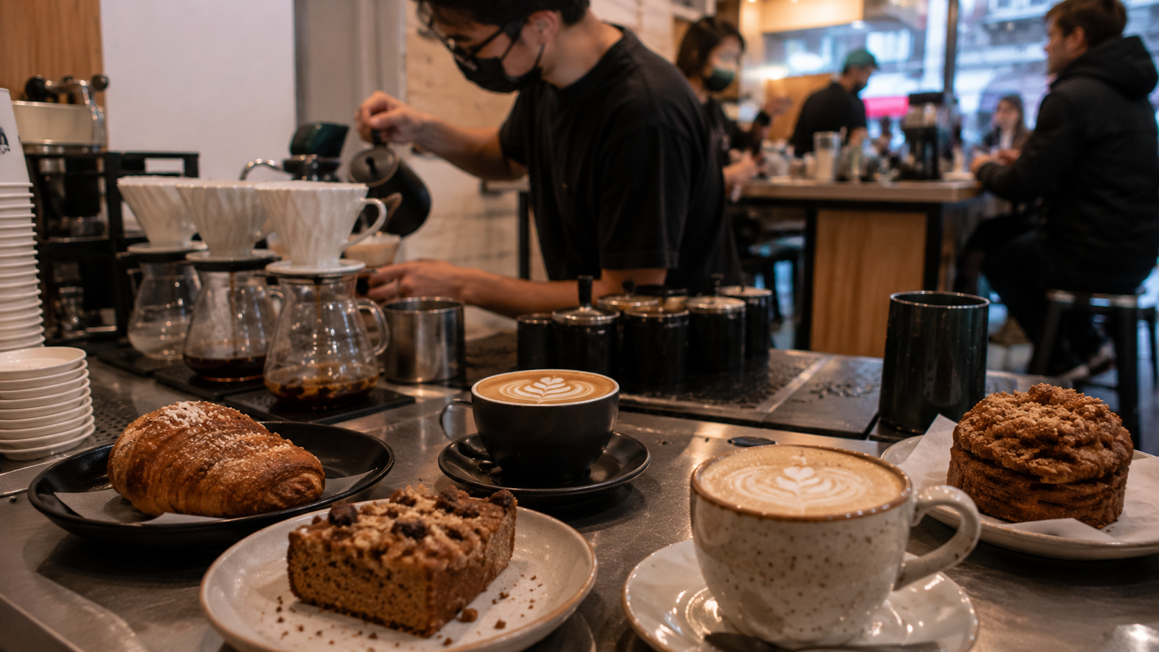 The Coffee Movement Cozy café counter with pastries and coffee