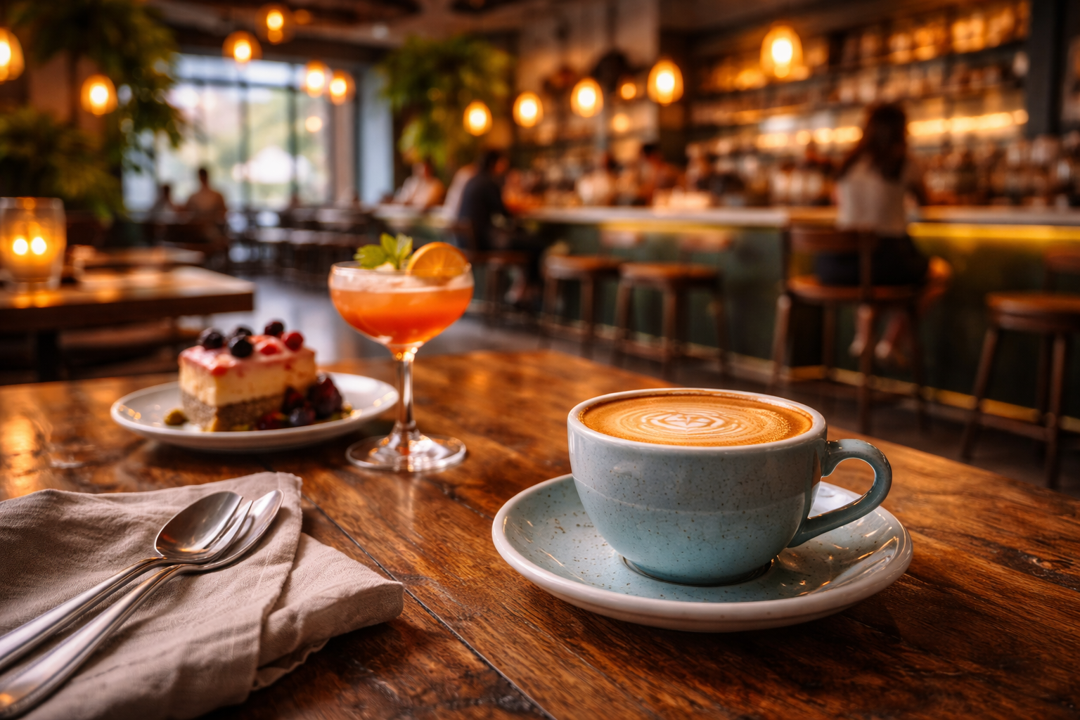 The Invigatorium - Cozy café moment with latte and dessert