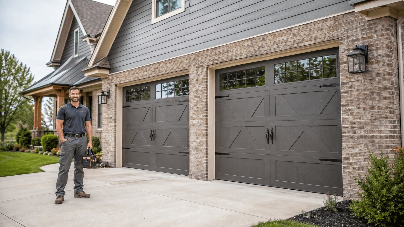 Titan Garage Doors Lincoln home with two premium garage doors