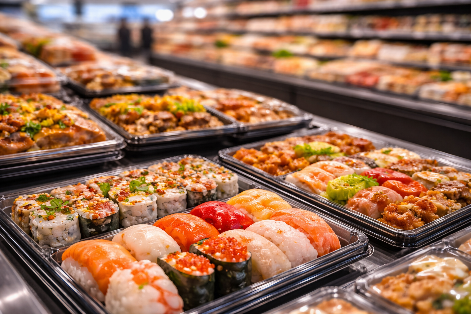 Tokyo Central Costa Mesa - Fresh sushi assortment in a bento display