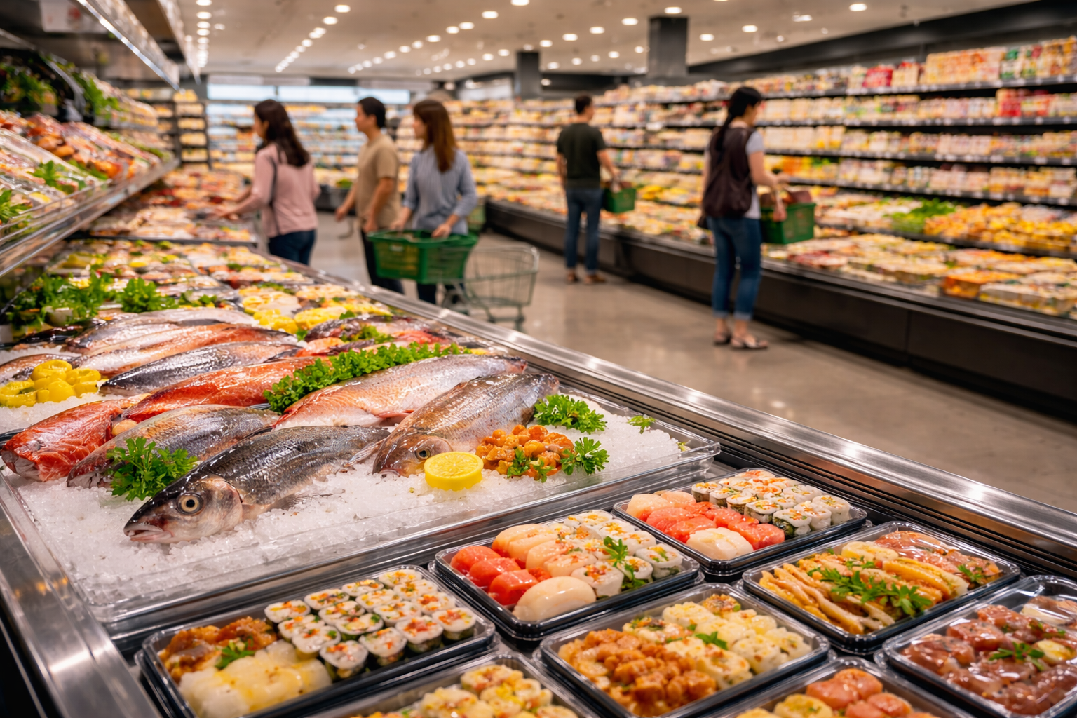 Tokyo Central Irvine - Fresh seafood at a Japanese supermarket
