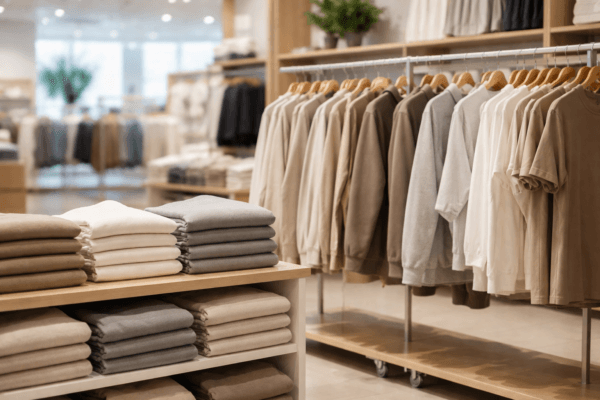 UNIQLO - Neatly arranged neutral-toned apparel display