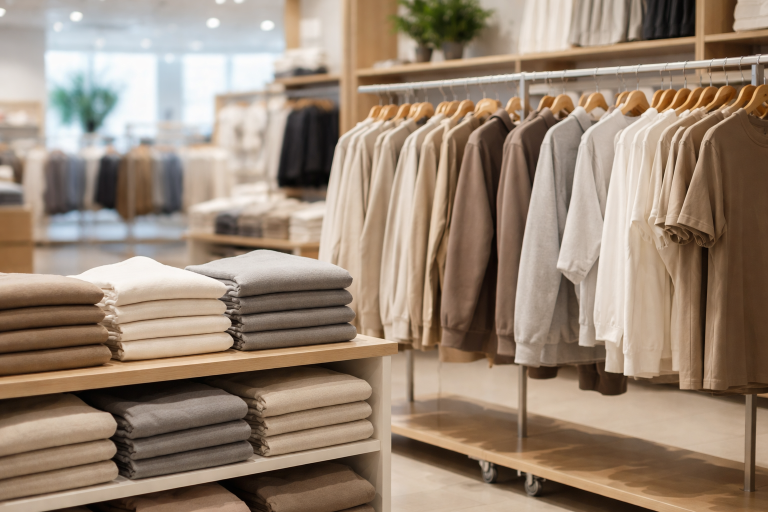 UNIQLO - Neatly arranged neutral-toned apparel display