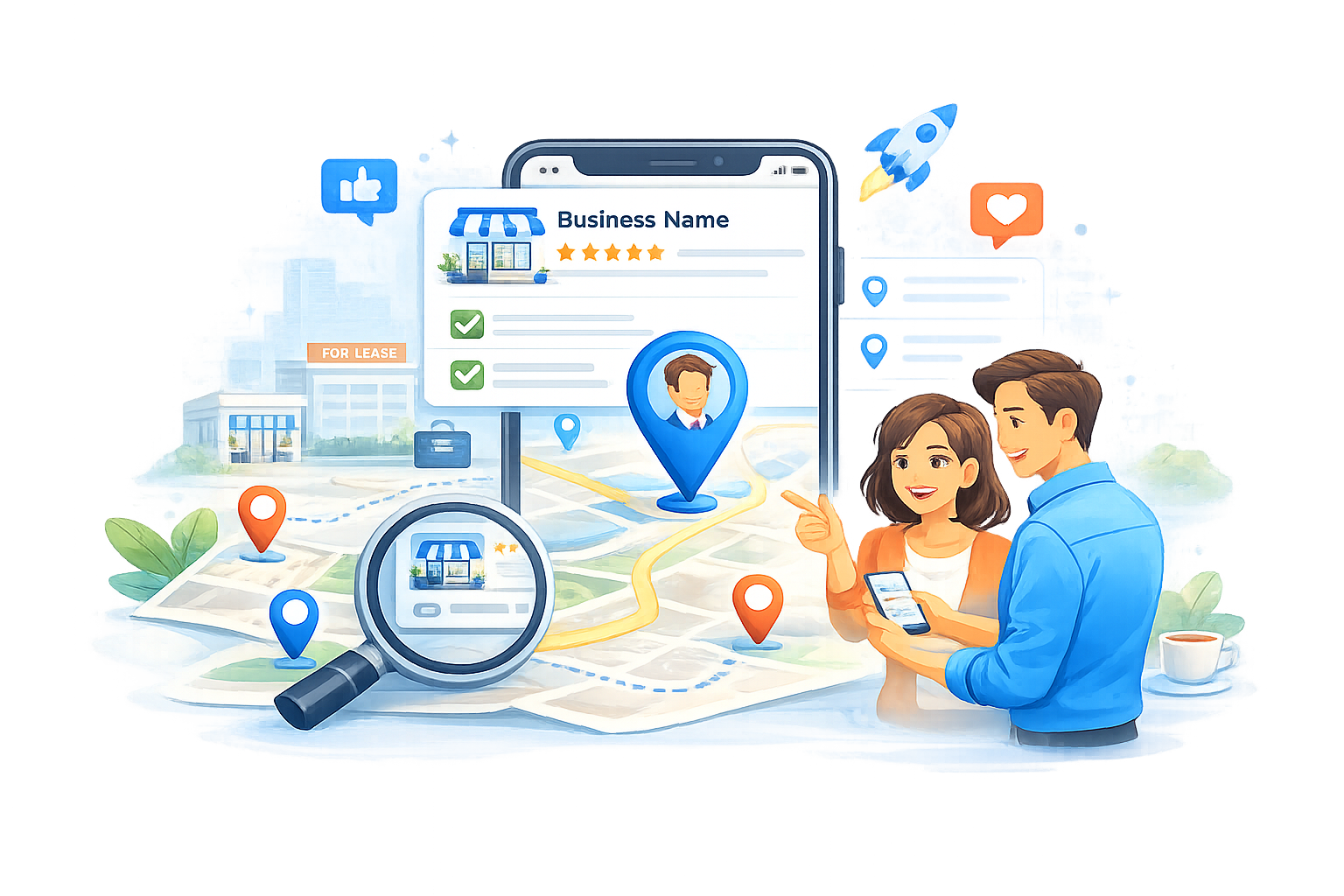 Discovering local businesses on a map