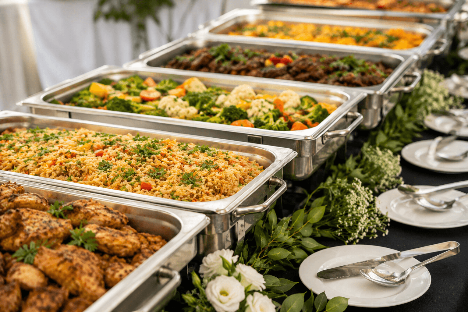 catering packages, food and desserts