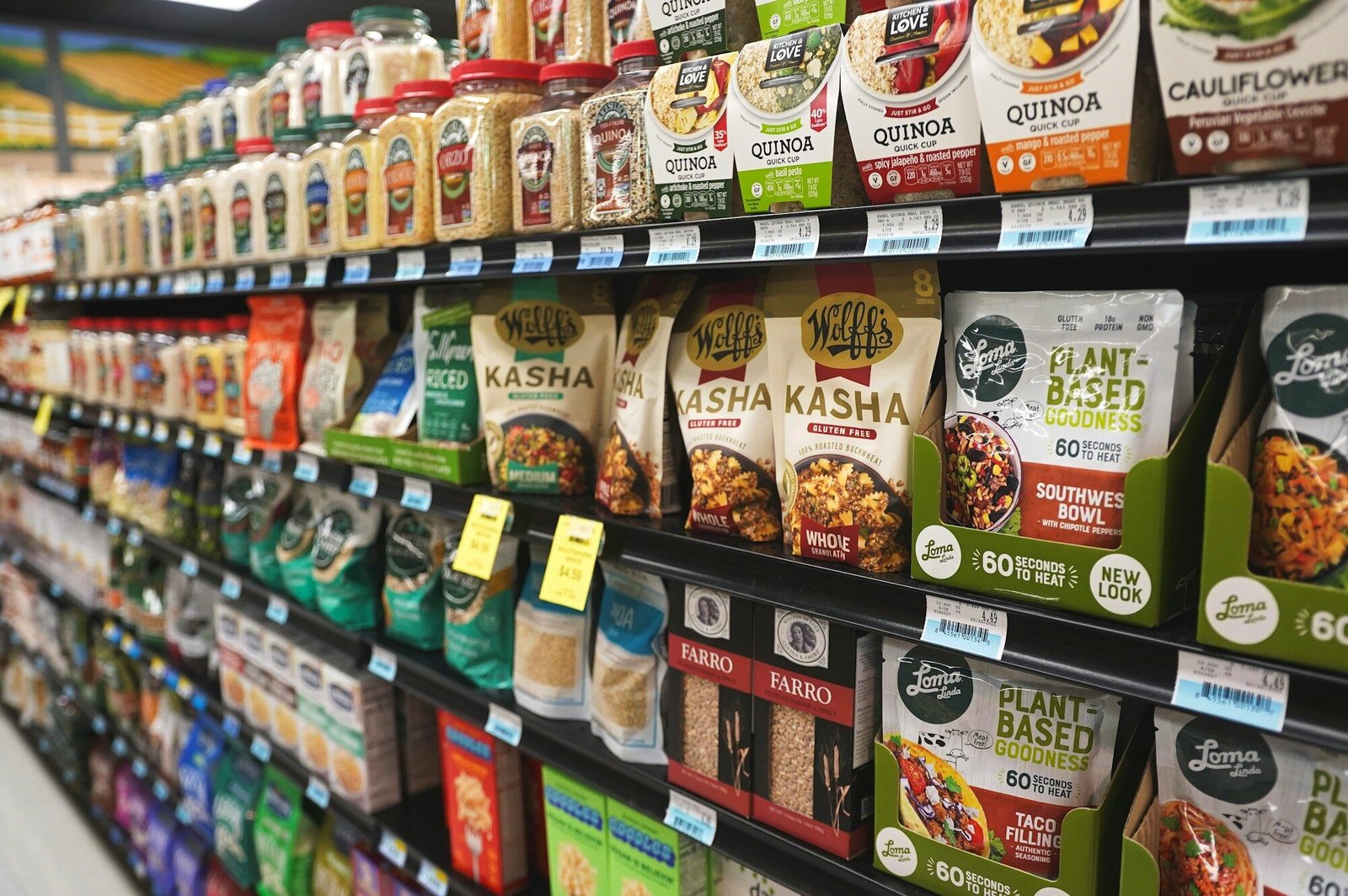 A grocery store filled with lots of food